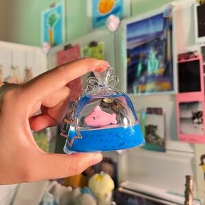 Blue aquarium Keychain with Pink shark
